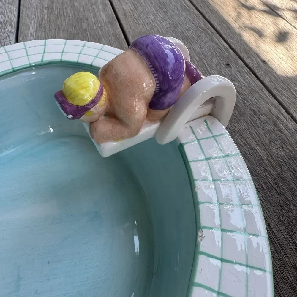 Vintage LOTUS 1995 Swimming Pool Hot Tub Party Chip & Dip Set Ceramic